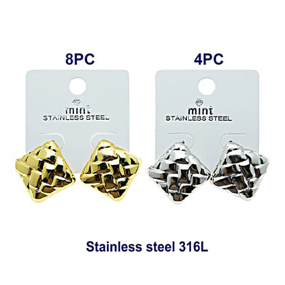 Stainless Steel Basketweave Post Earring