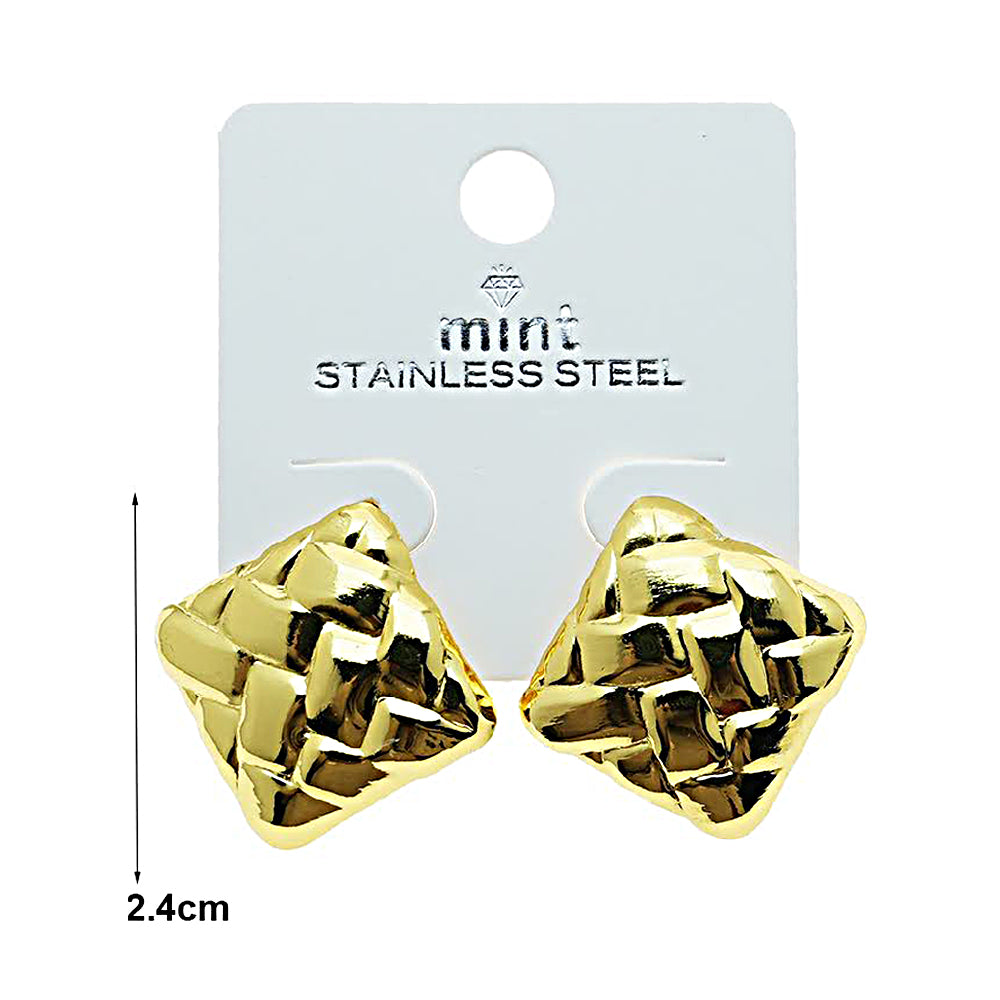 Stainless Steel Basketweave Post Earring