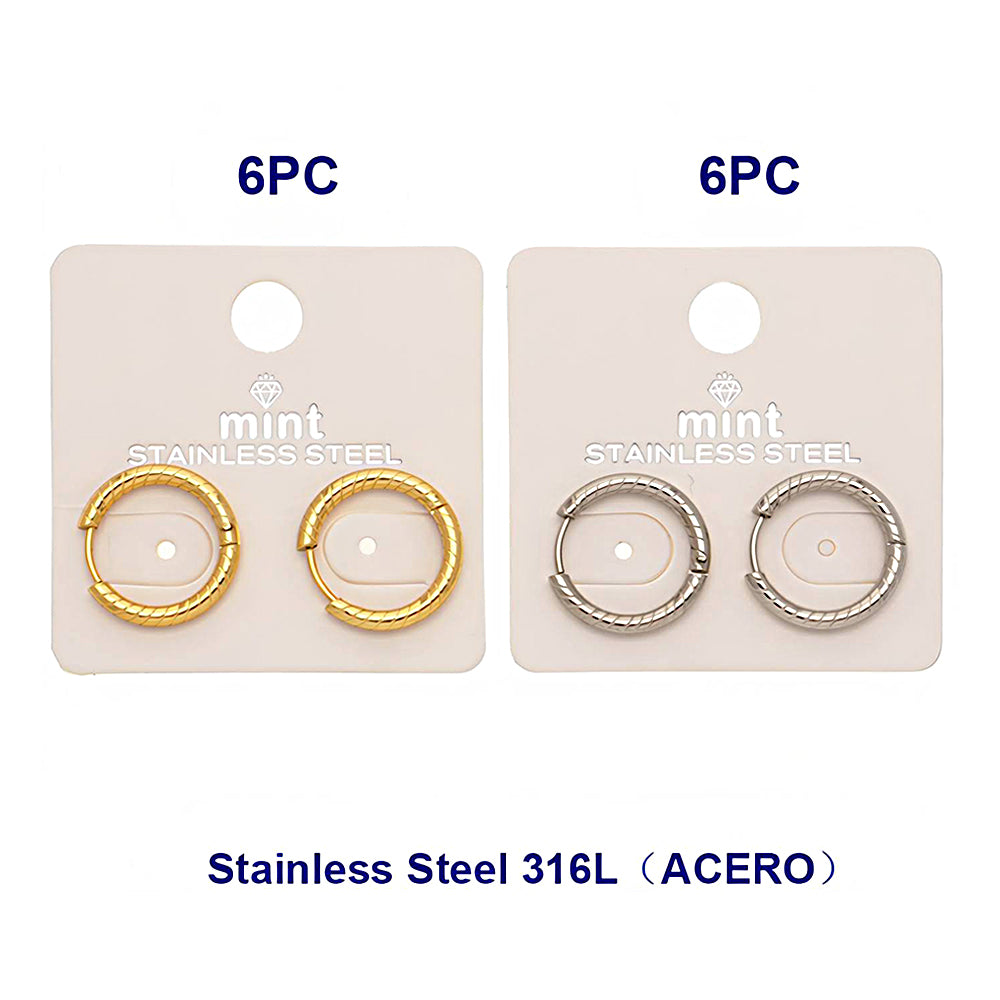 2CM Stainless Steel Seamless Ribbed Hoops