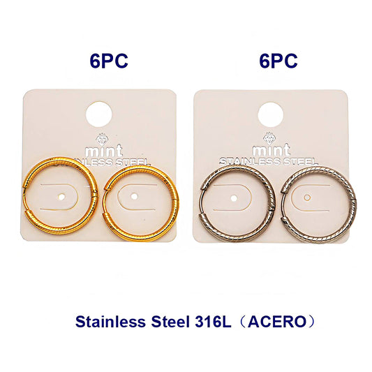 2.5CM Stainless Steel Seamless Ribbed Hoops
