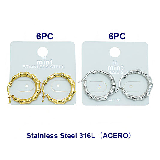 2.4CM Stainless Steel Bamboo Hoops