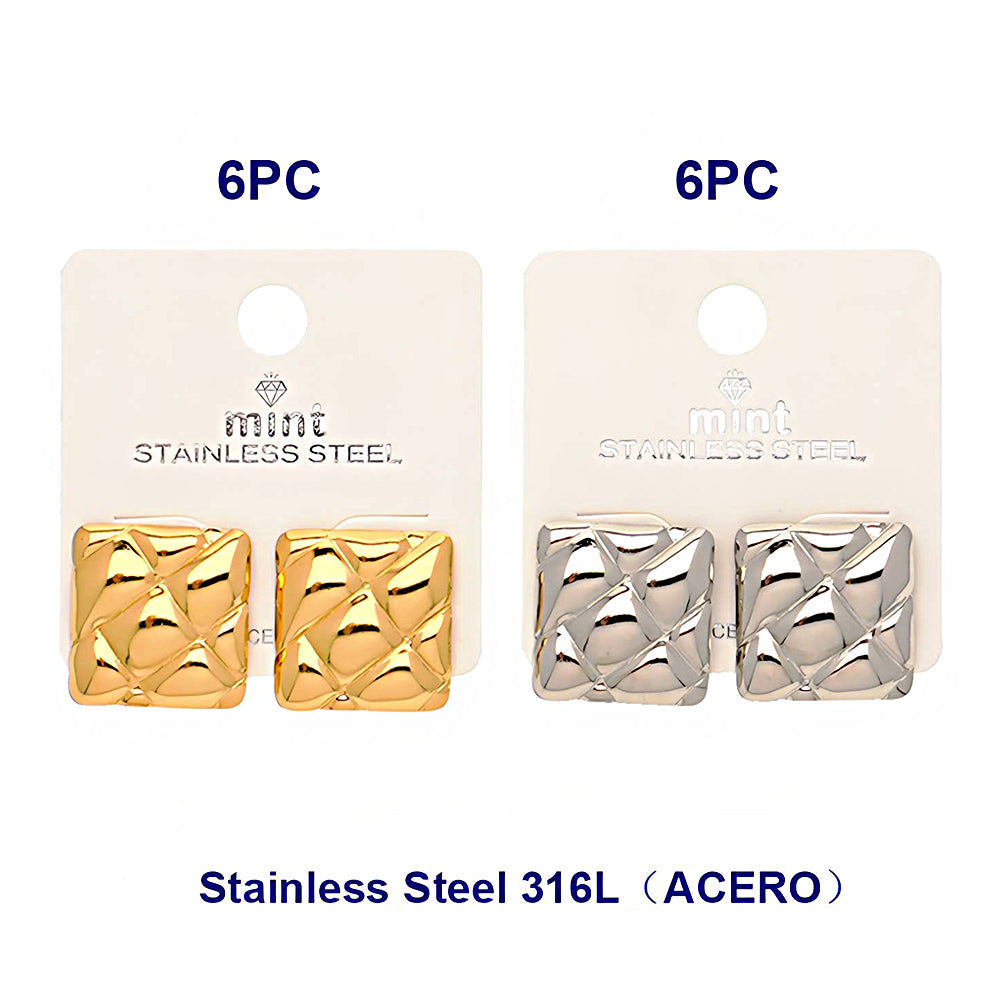 Stainless Steel Quilted Post Earring