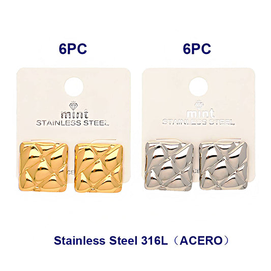 Stainless Steel Quilted Post Earring