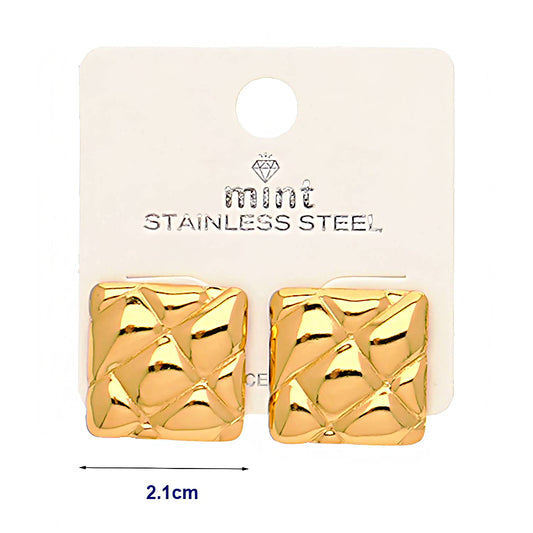 Stainless Steel Quilted Post Earring
