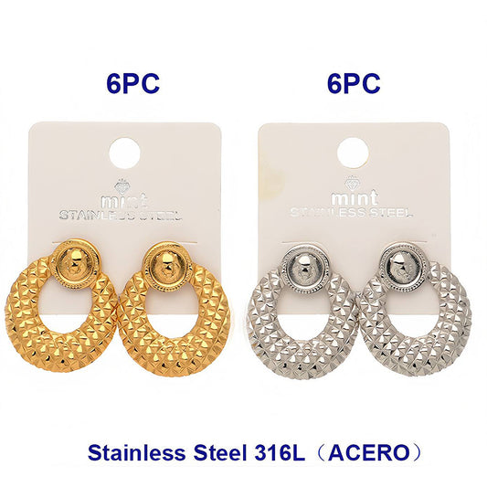 Stainless Steel Quilted Animal Face Earrings