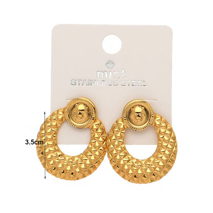 Stainless Steel Quilted Animal Face Earrings