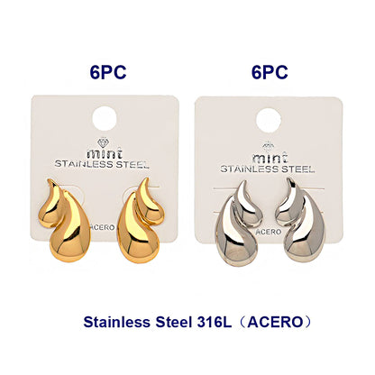 Stainless Steel Double Teardrop Earring