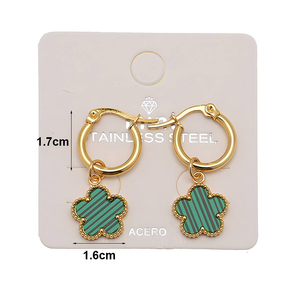 Stainless Steel Flower Dangle Mini Hoops
