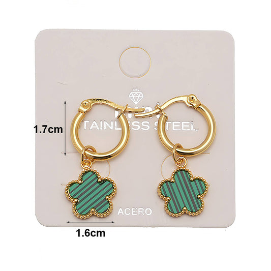 Stainless Steel Flower Dangle Mini Hoops