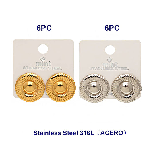Stainless Steel Ribbed Circle Earring