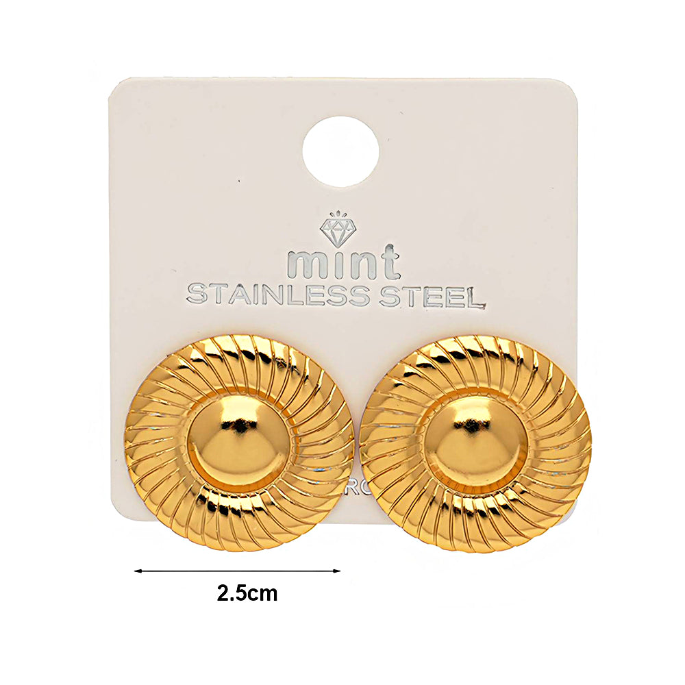 Stainless Steel Ribbed Circle Earring