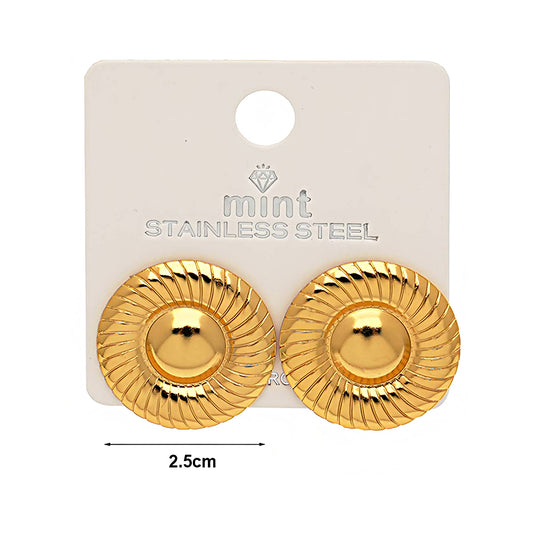 Stainless Steel Ribbed Circle Earring