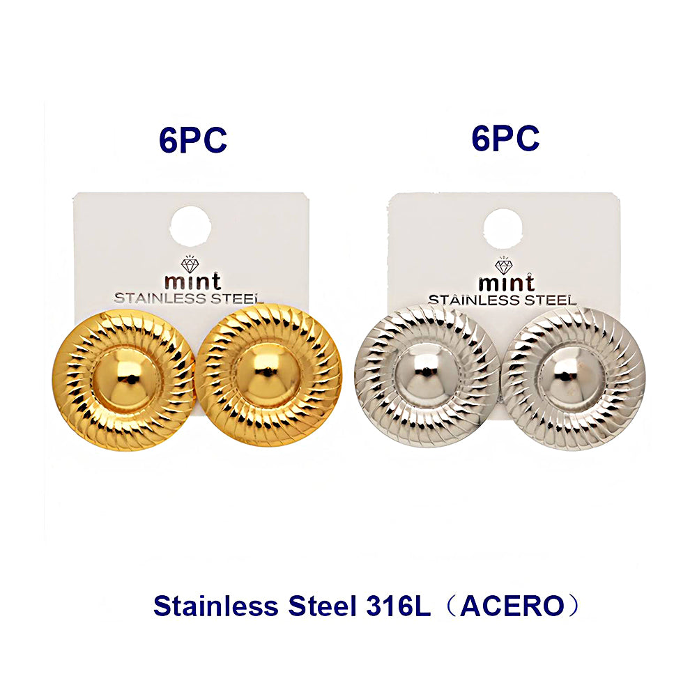 Stainless Steel Ribbed Circle Earring