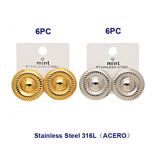 Stainless Steel Ribbed Circle Earring