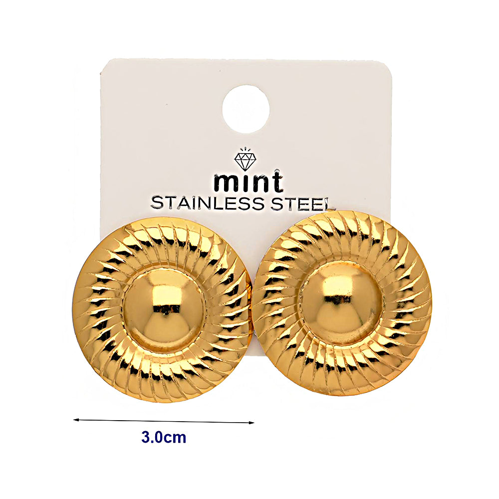Stainless Steel Ribbed Circle Earring