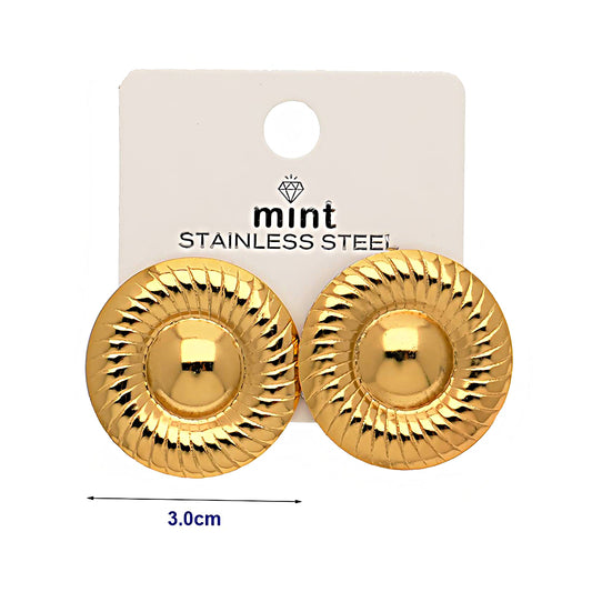 Stainless Steel Ribbed Circle Earring