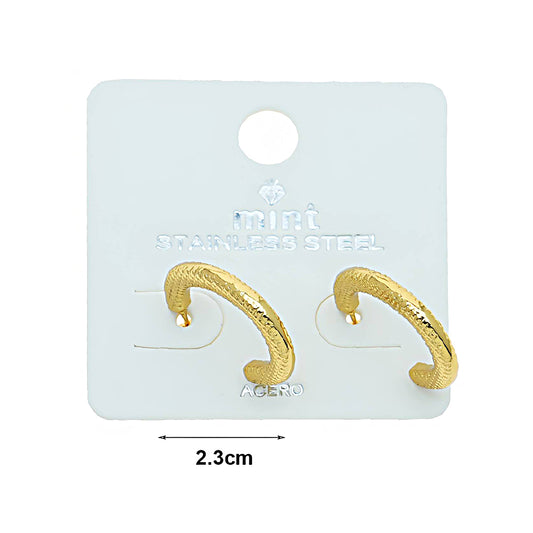 2.3CM Stainless Steel Textured Open Hoops