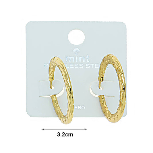 3.2CM Stainless Steel Textured Pattern Hoops