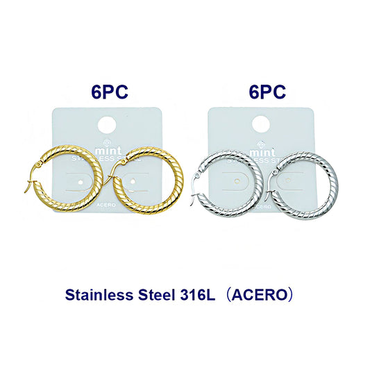 3.2CM Stainless Steel Ribbed Hoops