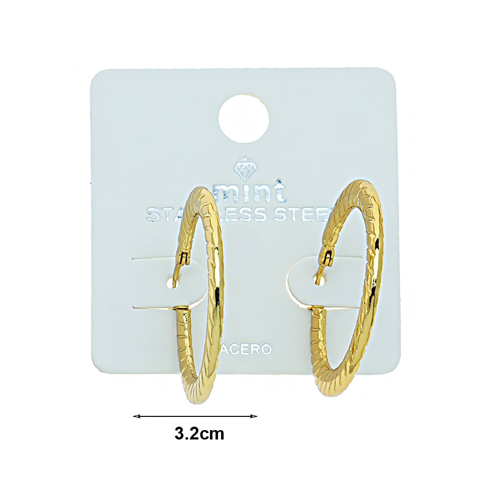 3.2CM Stainless Steel Ribbed Hoops