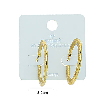 3.2CM Stainless Steel Ribbed Hoops