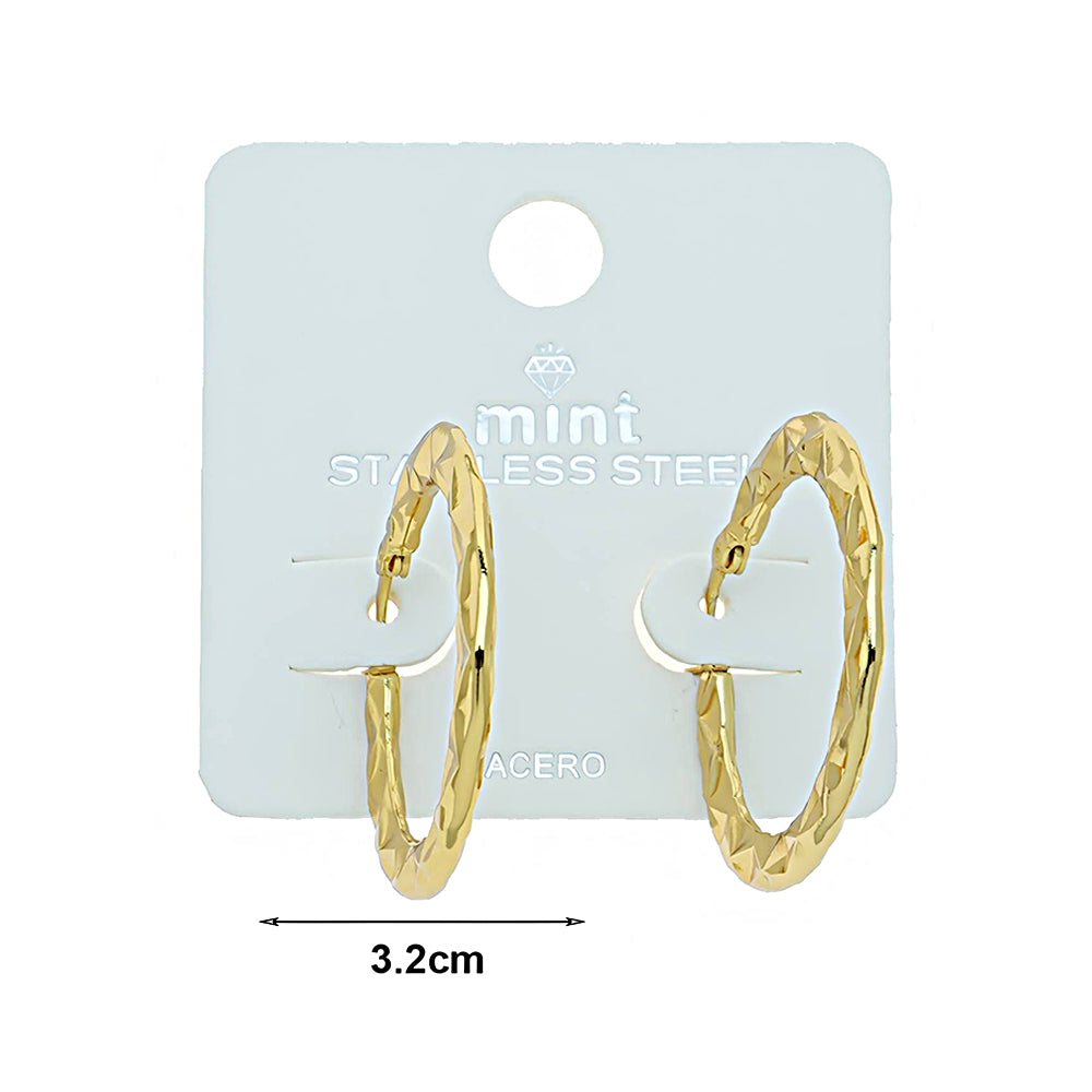 3.2CM Stainless Steel Textured Geometric Hoops