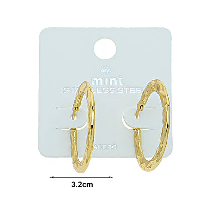 3.2CM Stainless Steel Textured Geometric Hoops