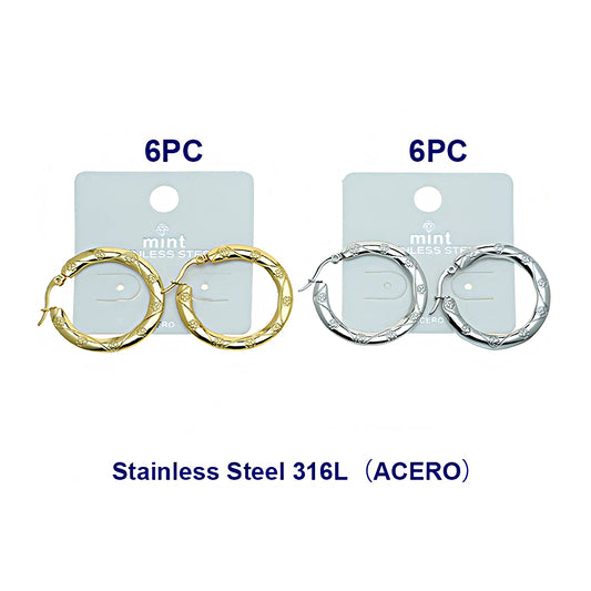 3.2CM Stainless Steel Clover Print Hoops