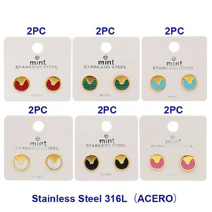 Stainless Steel Circle Stud Earrings