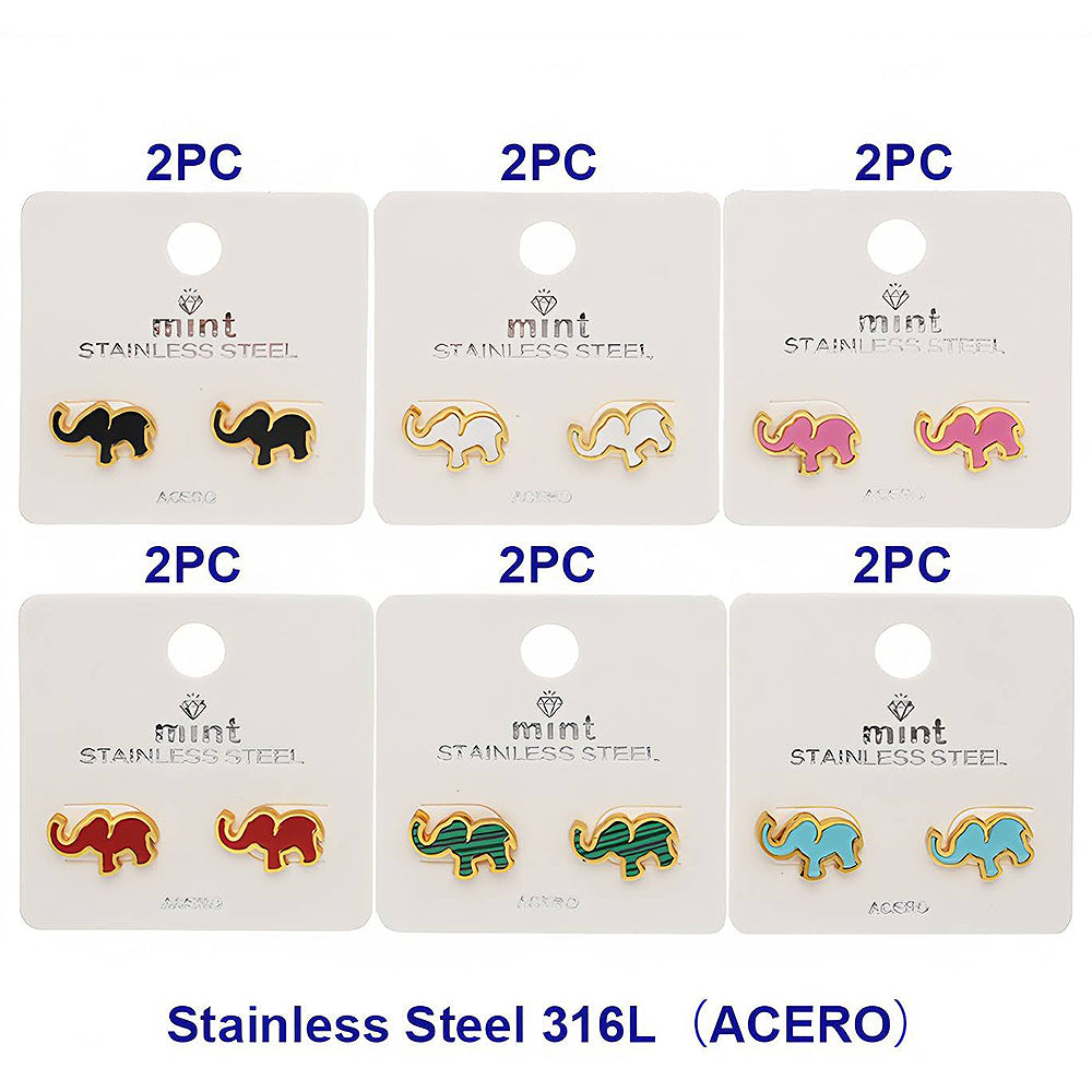 Stainless Steel Elephant Stud Earrings