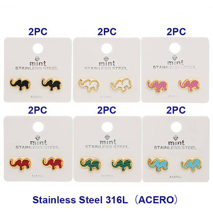 Stainless Steel Elephant Stud Earrings