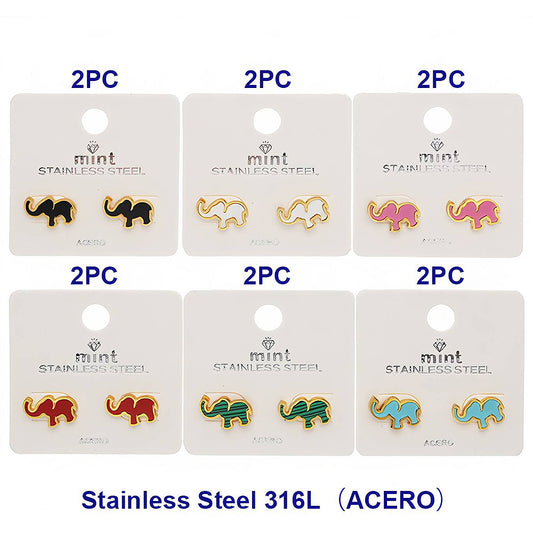 Stainless Steel Elephant Stud Earrings
