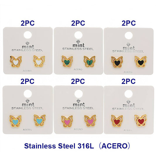 Stainless Steel Butterfly Stud Earrings