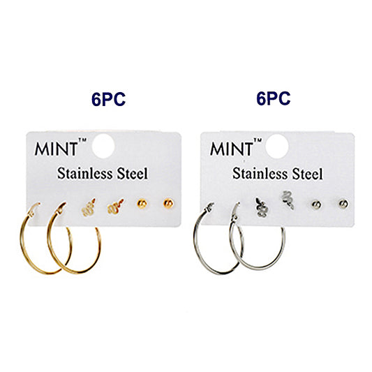 TE1231 - Stainless Steel Snake 3 Pair Earring Set