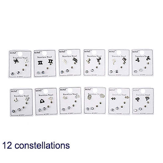 TE1281S - Stainless Steel Zodiac Stud Earring Set