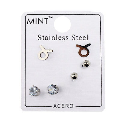 TE1281S - Stainless Steel Zodiac Stud Earring Set