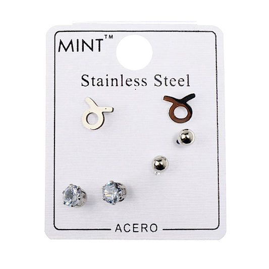 TE1281S - Stainless Steel Zodiac Stud Earring Set