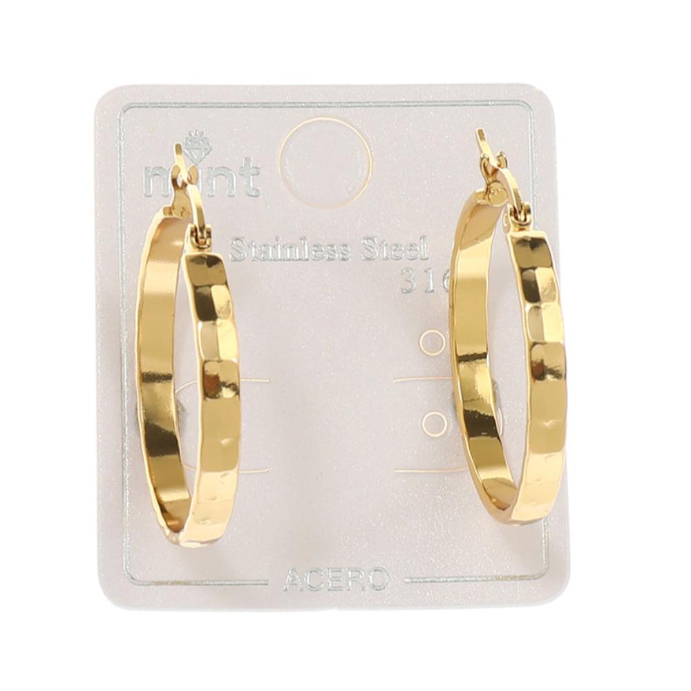 TE1848- 30MM Stainless Steel Hammered Hoops