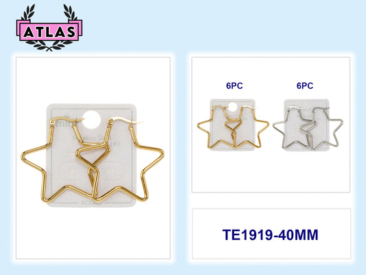 TE1919-40MM - Stainless Steel Star 40MM Hoops