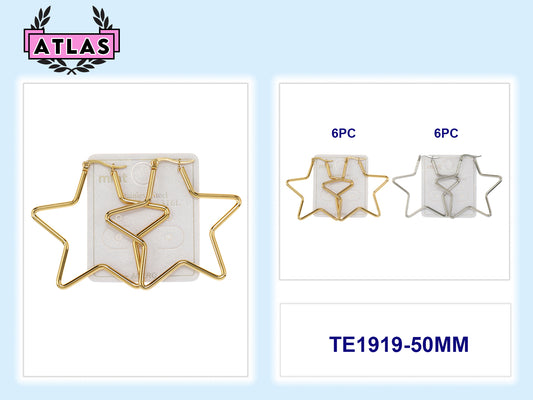 TE1919-50MM - Stainless Steel Star 50MM Hoops