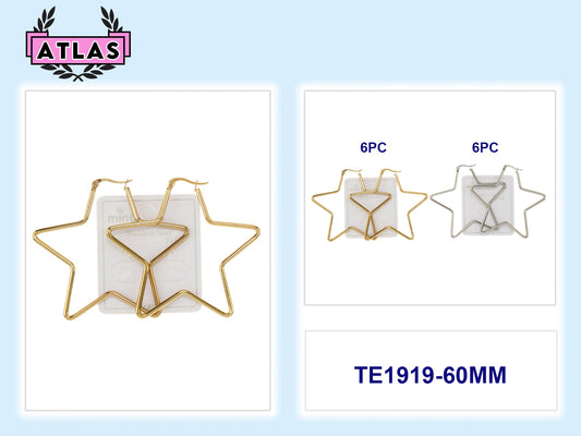 TE1919-60MM - Stainless Steel Star 60MM Hoops