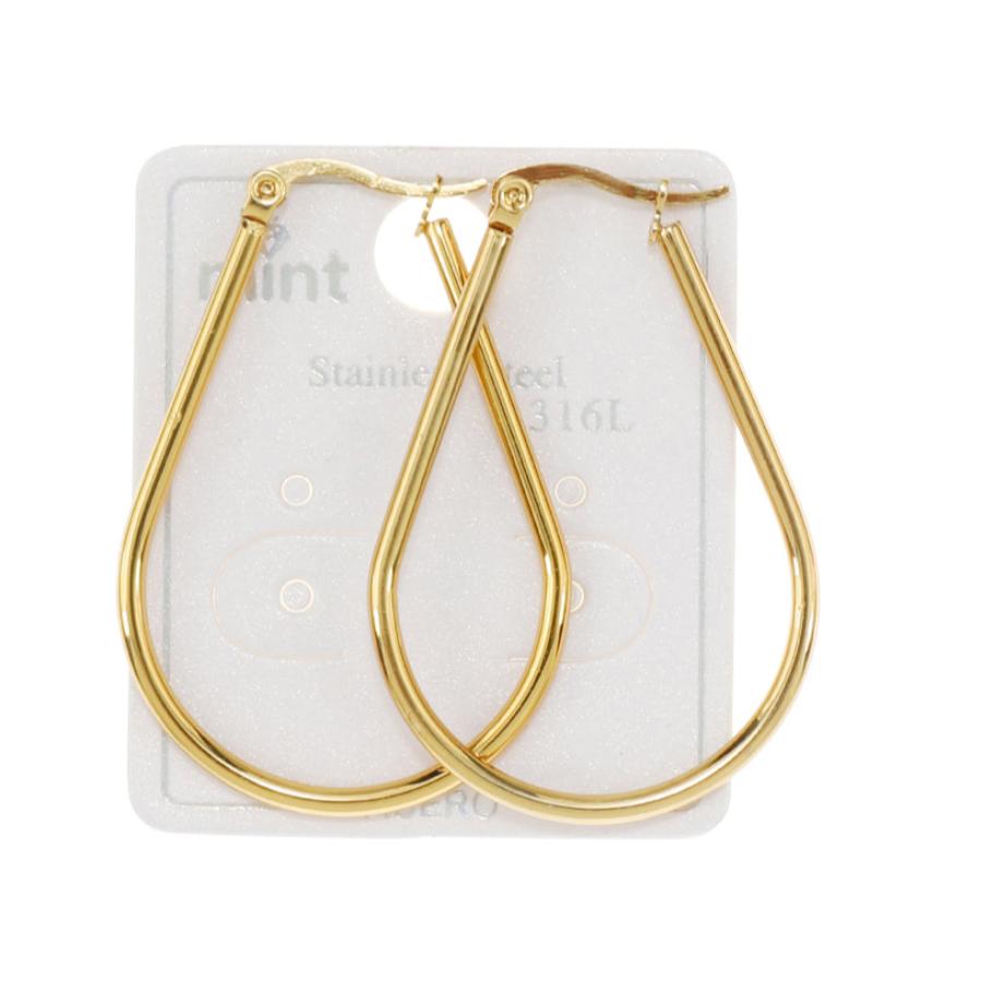 TE1923 - 40MM Stainless Steel Teardrop Hoops