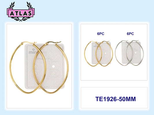 TE1926 - 50MM Stainless Steel Oval Hoops