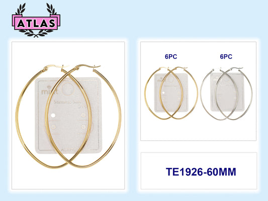 TE1926 - 60MM Stainless Steel Oval Hoops