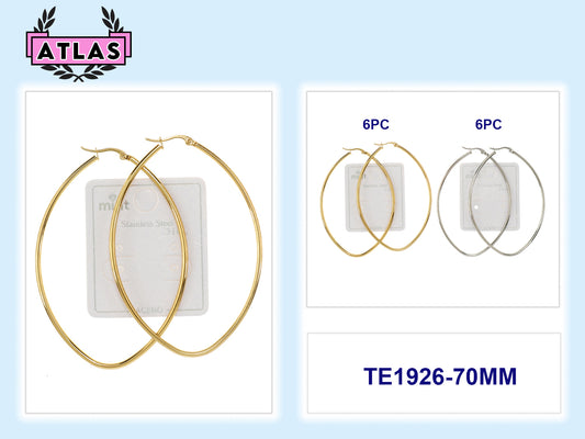 TE1926 - 70MM Stainless Steel Oval Hoops