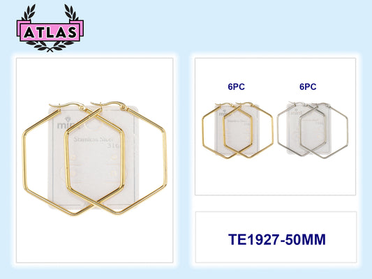 TE1927 - 50MM Stainless Steel Hexagon Hoops