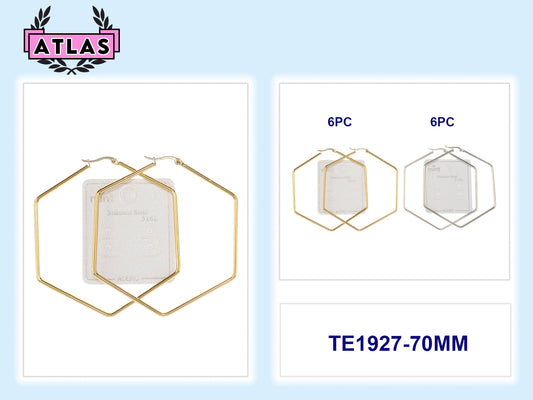 TE1927 - 70MM Stainless Steel Hexagon Hoops