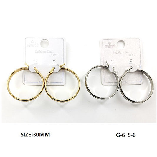 TE5001 - 30MM Stainless Steel Flat Hoops