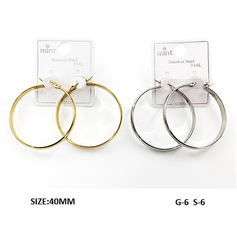 TE5001 - 40MM Stainless Steel Flat Hoops