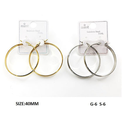 TE5001 - 40MM Stainless Steel Flat Hoops
